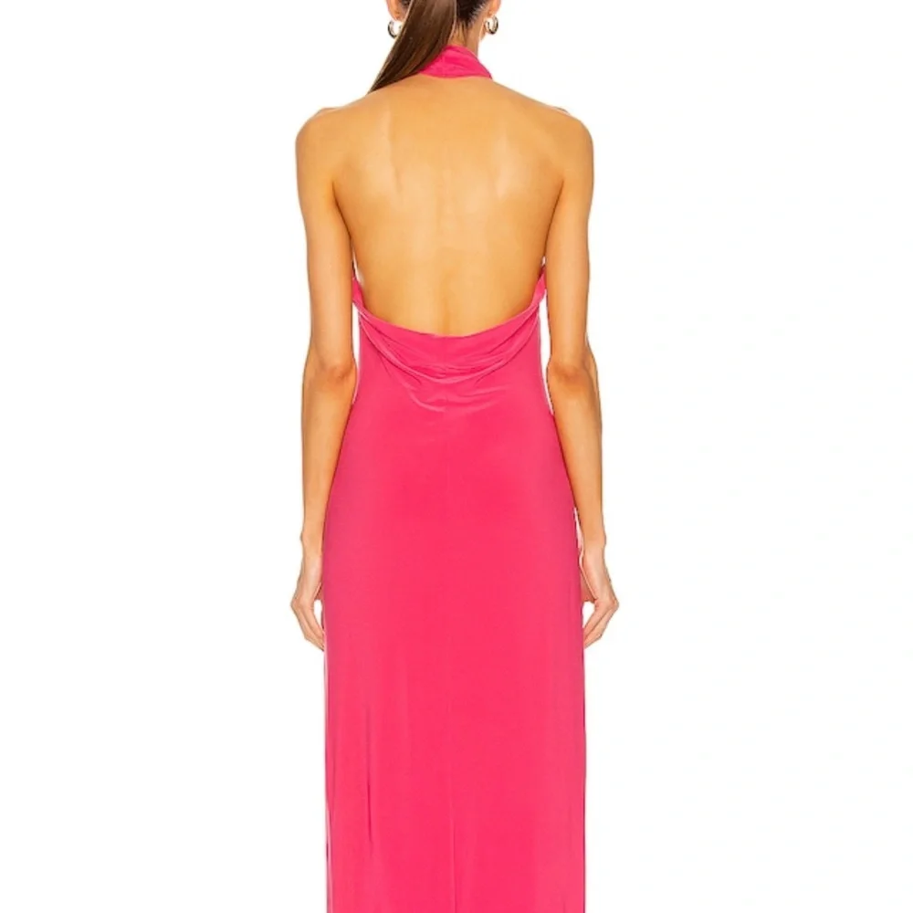 Norma Kamali Halter Turtleneck Side Slit Dress in Pink - Picture 4 of 8